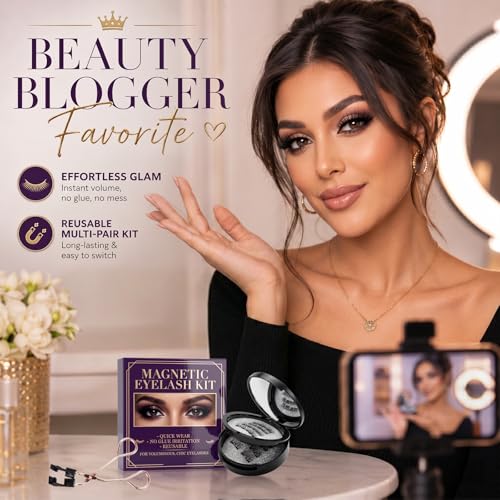 Magnetic Eyelashes Kit - 8 Pairs Magnetic Lashes Natural Look with Applicator - Reusable & No Glue Needed - 2 Natural Styles for Daily Makeup - Easy to Wear False Lashes