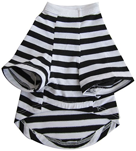 Iconic Pet Pretty Pet Striped Top, XX-Small, Black and White