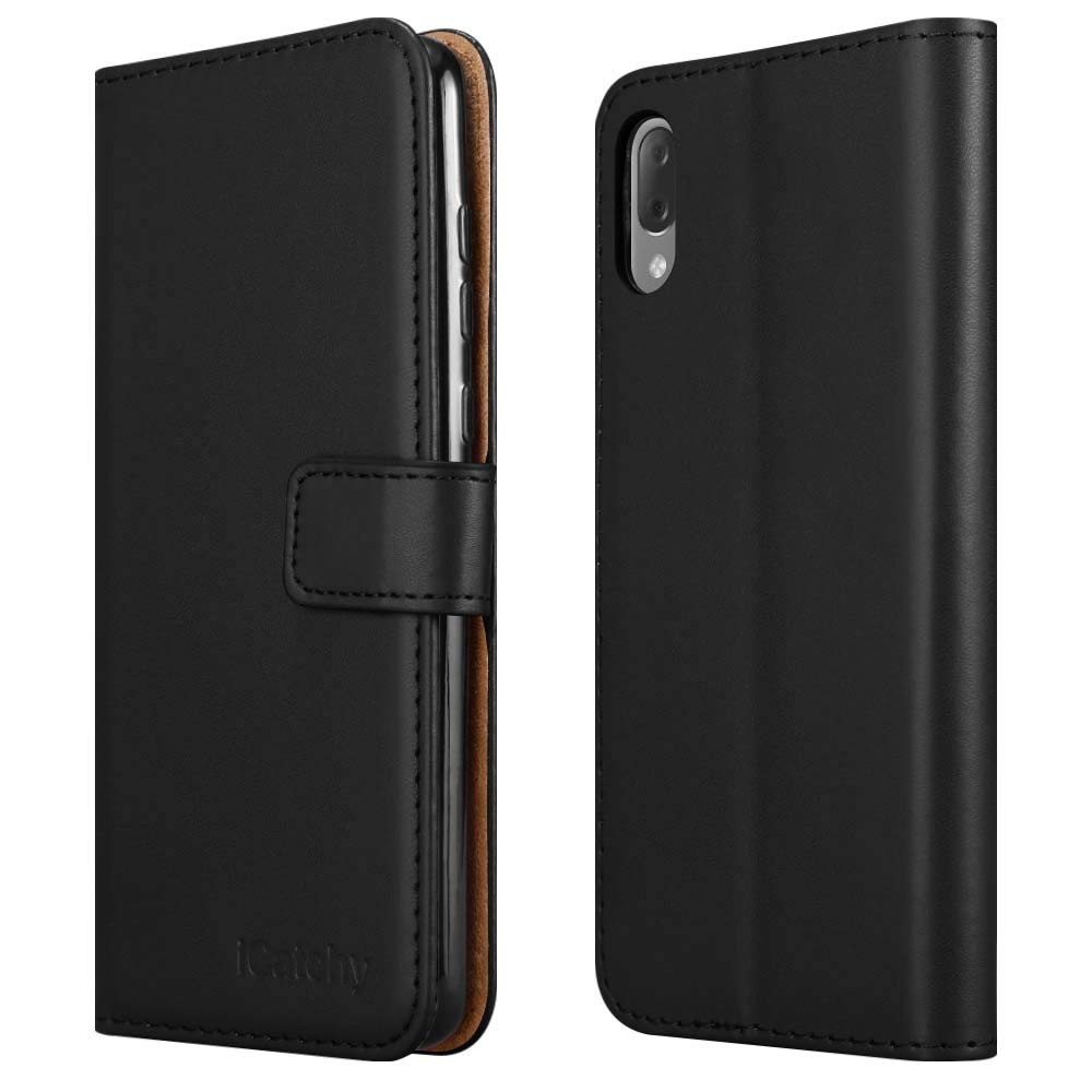 iCatchy For Xperia L3 Case Wallet Book [Stand View] Card Case Cover Magnetic Closure Full Protection Premium Leather Folio Case for Sony Xperia L3 Phone (Black)