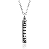 EnCharmed Sterling Silver Moon Phase Bar Charm Necklace, Celestial Boho Pendant Jewelry, 18"