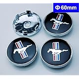 4pcs W199 60mm Car Emblem Badge Wheel Hub Caps Centre Cover Black Ford Mustang Cobra Jet Shelby