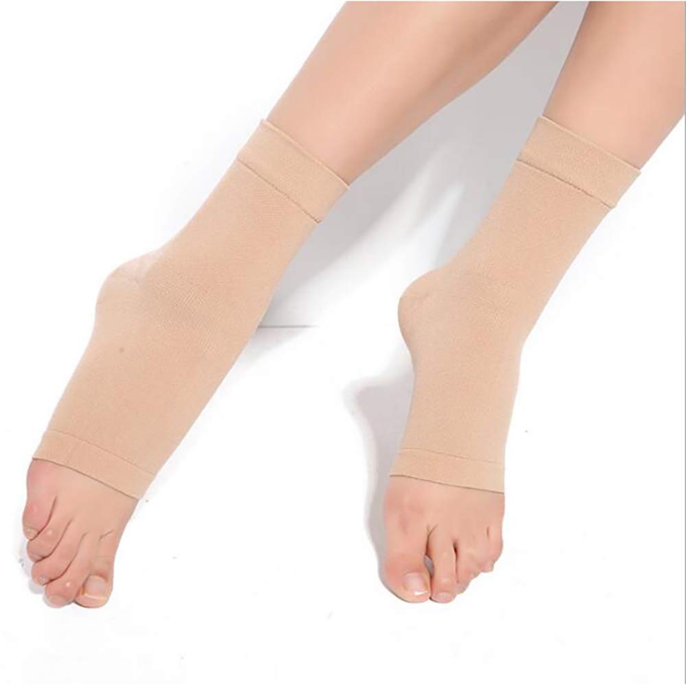 Pevor Ankle Foot Brace Compression Support Sleeve for Women and Men Sprains Strain Arthritis Weak Ankles Planter Fasciitis Good Protector Sleeve Apricot M