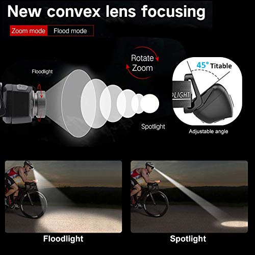 Stirnlampe LED Wiederaufladbar USB Kopflampe Stirnlampe Zoombar Wasserdicht Verstellbar Mini Stirnlampen mit Rotlicht… – Bild 3