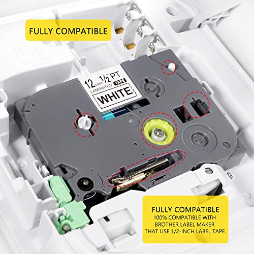 Replace TZe231 TZ P-Touch Label Tape Standard Laminated Label Tapes TZe-231 TZ231 TZ-231 Compatible for Brother P Touch PT-H100 PT-D210 PT-H110 PT-D400AD PT-D600 1/2-Inch x 26.2Feet (12mm x 8m) 6-Pack