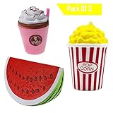 Slow Rising Jambo Squishies by Desire Deluxe Sweet Scented Squishy Pack of 3 Watermelon Coffee PopCorn Squishy’s Toy USA Prime