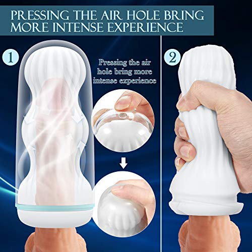 Male Masturbator Cup with Vacuum Suction, 3D Pocket Pussy Stroker with Realistic Inside Textures for Men Masturbation, Allovers Portable Masturbation Cup Adult Sex Toys with Lubricant Pipe