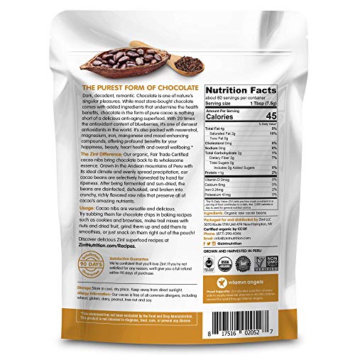 Zint Organic Cacao Nibs (16 oz) Fair Trade, PaleoCertified, Organic