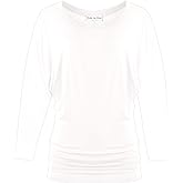 Free to Live 3 Pack 3/4 Sleeve Dolman Tops for Women Dressy Business Casual Shirts Travel Work Clothes Tunic for Leggings