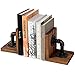 MyGift Industrial-Style Pipe & Rustic Wood Tabletop Bookends, Set of 2 primary