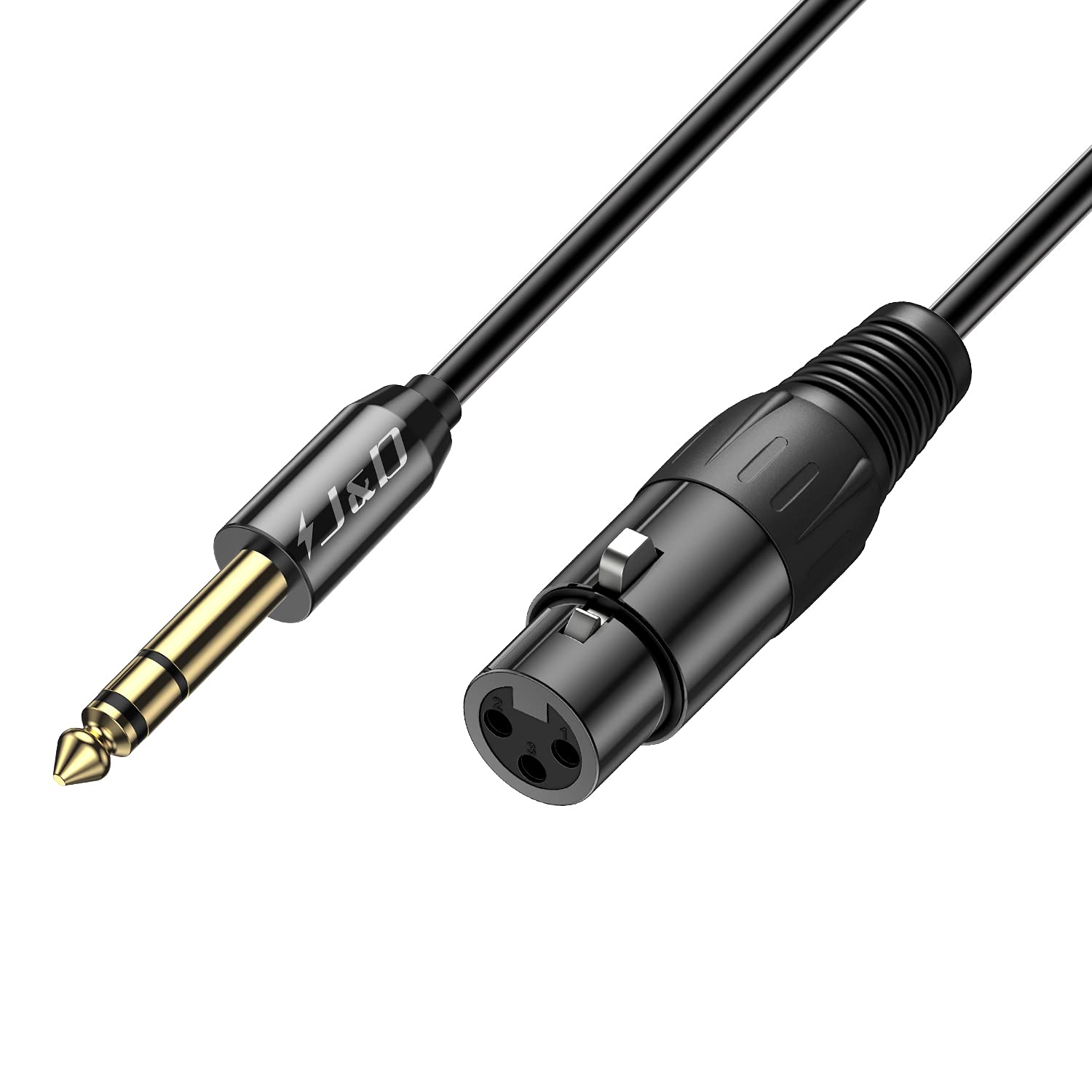 J&D XLR Female to 1/4 Inch 6.35mm TRS Stereo Jack Cable, XLR to Quarter inch Balanced Signal Interconnect Patch Cord for Speaker Condenser Mic Guitar Mixer AMP, 1.8 meter