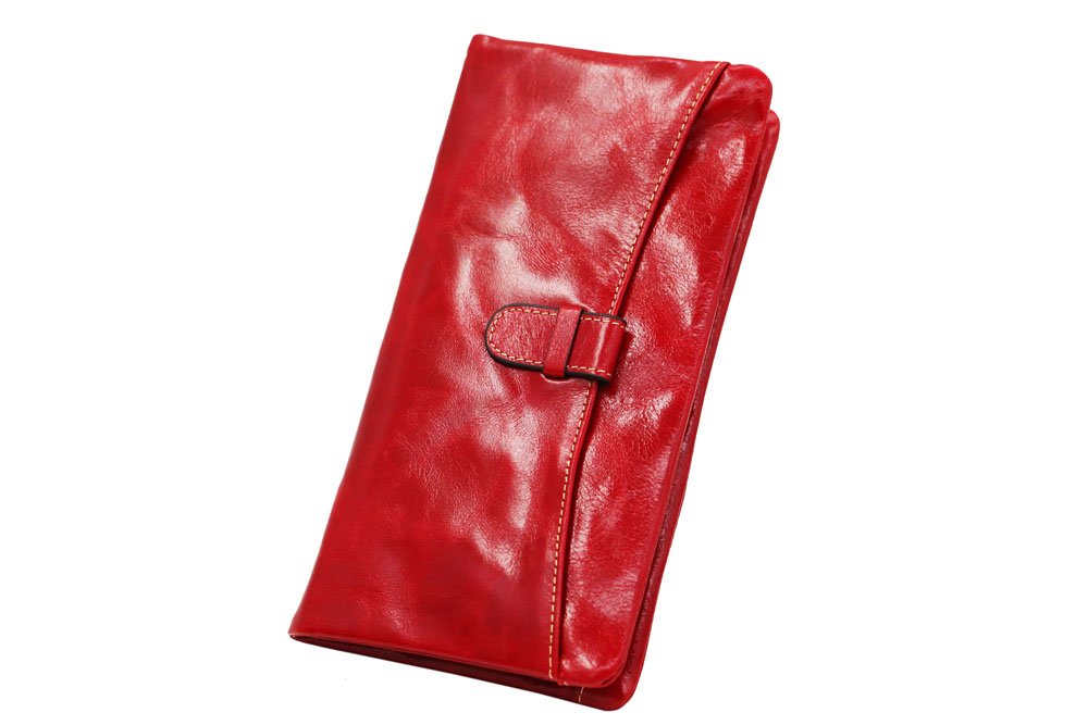 Womens Lady Blocking Wallet Classic Clutch Leather Wallet Card Holder Purse Handbag Red