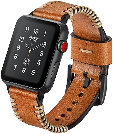Apple Watch Bands 42mm Brown Genuine Leather SUNKONG Replacement for iWatch Series 3 /2 /1 Sport and Edition Accessories