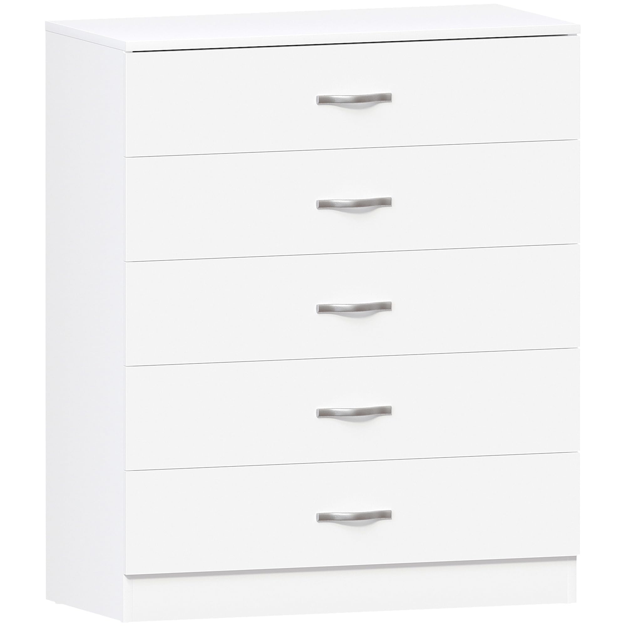 Vida Designs Riano 5 Drawer Chest of Drawers, Metal Handles and Runners, Anti-Bowing Drawer Support, Bedroom, Nursery Furniture, White