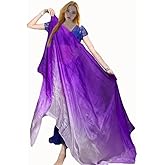 TRIMODI 2.5x1.14m/98"x45" Women's Real Silk Belly Dance Veils and Hand Scarves Fire Flame Colors