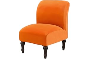 JIAN YA NA Armless Accent Chair Cover, Stretch Armless Chair Slipcover Velvet Armless Chair Covers Slipper Chair Slipcover Furniture Protector Covers for Living Room Bedroom(Velvet, Orange)