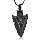Hearbeingt Urn Necklace for Men Arrowhead Cremation Jewelry for Ashes Memorial Lockets Keepsakes Pendant for Women Men Memory Gift