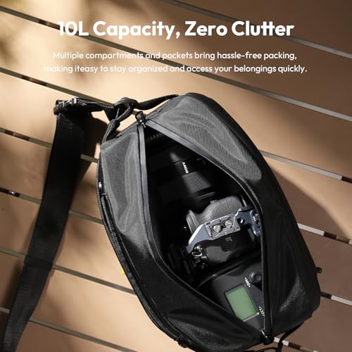 ULANZI Camera Sling Bag, Waterproof Camera Case with Tripod Holder, DSLR/SLR/Mirrorless Camera Bags Crossbody for Photographers - Black 10L Capacity