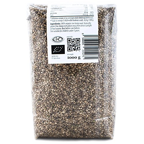 Hemp Seeds - Raw, Organic, Whole, in Eco Biodegradable Packaging - 1kg - Image 2