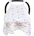 Baby Car Seat Covers to Protect from Sun, Bugs & Dust. XL Soft Muslin Cotton Canopy Pink for Girls. Perfect for Summer Time for Baby Girl. Fits Most Car Seats.