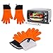 YOHEER Silicone Oven Mitts, Extra-Long Quilted Cotton Lining,Heat Resistant Kitchen Potholder Gloves for Oven,Outdoor BBQ Grill,Fireplace Camping,Kitchen and so on.- 1 Pair (Orange)