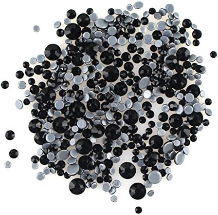 ACESTRASS Premium Sparkle Hotfix Rhinestones Mixed 5 Sizes for DIY Nail Art Shoes dress Decorations(Black)