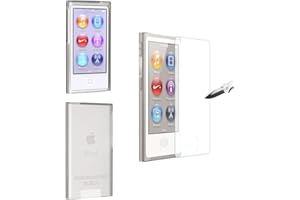 AudioPartner 9H Ultra-Thin Screen Protector Tempered Glass for iPod Nano 7 8 8th 8G LCD Screen Guard Film,Shockproof and Scratch-Resistant (Clear case+Glass)