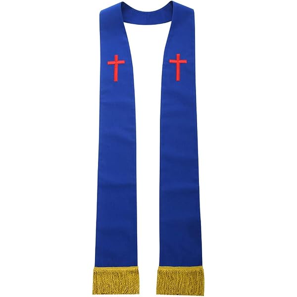 Priest Stole in polyester with cross embroidery Gamma | online sales on