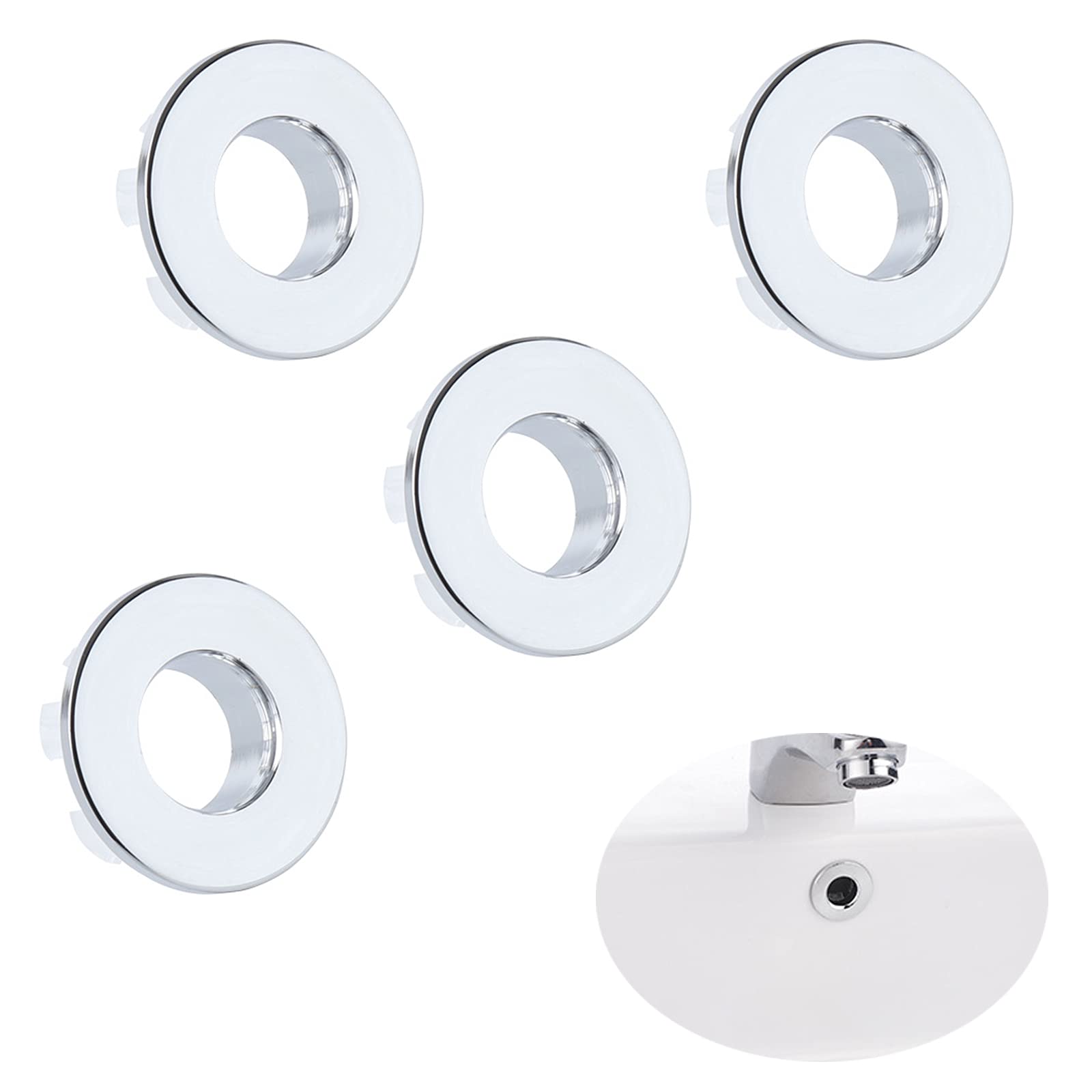 4Pcs Round Hole Overflow Overflow Cover For Sinks Overflow Rings Sink Overflow Cover Sink Overflow Sink Ring For Washbasin Bathroom Sink Sink Bathtub