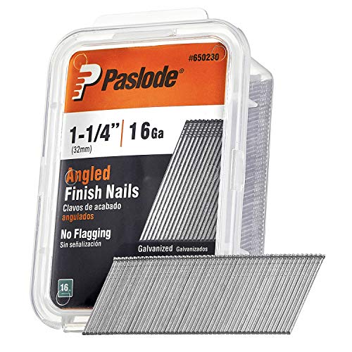 Paslode, Finishing Nail, 650230, 20 Degree Angled Galvanized, 16 Gauge, 2,000 per Box, 1 1/4