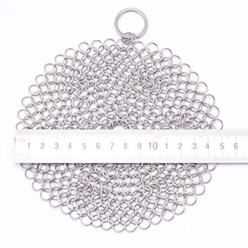 Staron 6"x 6" Stainless Steel Chainmail Scrubber 316 Cast Iron Cleaner Brush for Cast Iron Pan Skillet Pan Griddle Wok Grill Scraper Skillet Scraper (6 x 6" Sliver)