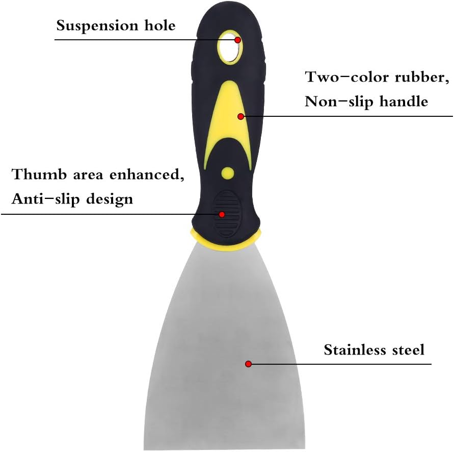 Miuse 3 Pack Wallpaper Scraper Tool Set including Plastic Handle and Metal Blade Scraper, DIY Decorating Paint Removal Scraper Tool Set - Image 3