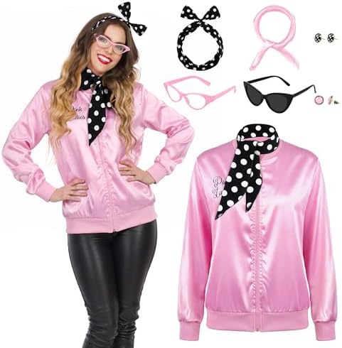 Amazon.com: Iconic Retro 50's Pink Ladies Jacket (Adult Plus Size