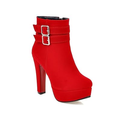 Damen Plateau Stiefeletten Absatz Ankle Boots Herbst Winter Kurz Stiefel Wildleder High Heels Schuhe mit Reißverschluss