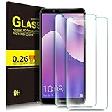 KuGi Huawei Y7 2018/Y7 Prime 2018 Screen Protector, 9H Hardness HD Bubble Free High Responsivity Tempered Glass for Huawei Y7 2018/Y7 Prime 2018 Phone(Clear)[2 Pack]