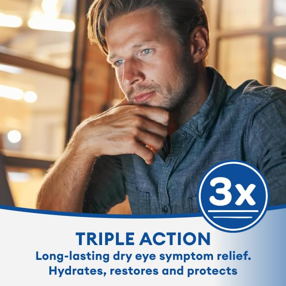 Systane PRO Preservative-Free Lubricating Eye Drops for Dry Eye Relief, Triple-action Formula, Long-lasting Hydration, Relief from Digital Strain – 2 x 10 mL