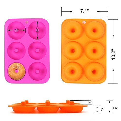 6-Cavity Silicone Donut Molds Set of 2, Non-Stick Full-Sized Safe Baking Tray Maker Baking Pan for Cake Biscuit Bagels Muffins- Heat Resistance. - Thumbnail 4