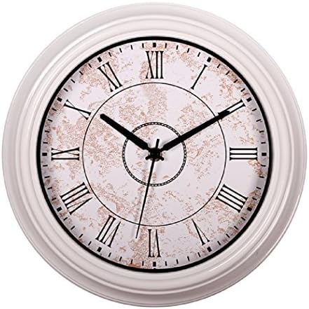 SonYo Silent Non-ticking Round Wall Clocks (12 Inches) Decorative Vintage Style Roman Numeral Clock White