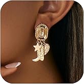 Western Cowgirl Earrings for Women Boho Cowboy Earring Vintage Cowboy Hat Boot Dangle Earrings Country Concerts Vacation Party Jewelr for Women