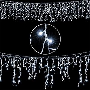 Monzana Lichterkette 400 LED Außen Innen 15m Regenlichterkette Lichtervorhang Eisregen Fenster Deko Weihnachten…