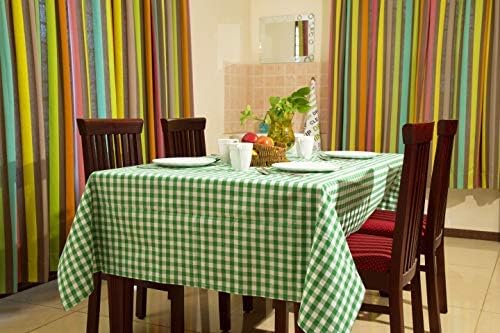 Candy Cotton Table Cloth, Made with 100% Pure Cotton Green & White Gingham Check, Rectangle Table Cloths for Home, Kitchen, Dining, Restaurants, Wedding, Party, Outdoor & Indoor, Size 59 X 89 Inches