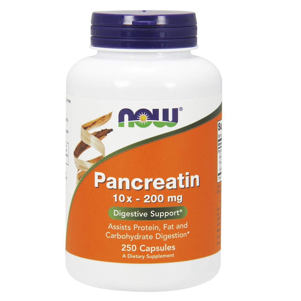 NOW Supplements, Pancreatin 10X 200 mg with naturally occurring