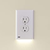 Single - SnapPower GuideLight 2 [For Duplex Outlets] - Replaces Plug-In Night Light - Electrical Receptacle Wall Plate With L