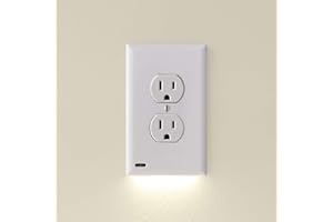 Single - SnapPower GuideLight [For Duplex Outlets] - Replaces Plug-In Night Light - Electrical Receptacle Wall Plate With LED Night Lights - Auto On/Off Sensor - (Duplex, White)