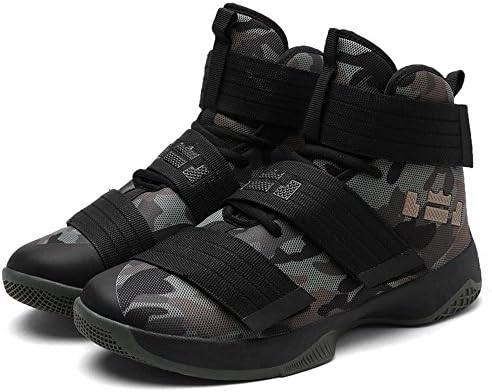 Men's High Top Basketball Shoes Performance Shock Absorption Running Shoes Velcro Sneakers