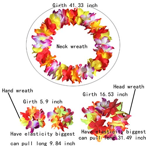 Arlai Set of 4 hawaiian leis and headbands - necklace bracelets headband set (purple)