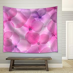 Pink Flower Background Close Up. Romantic and Love Pattern - Fabric Wall Tapestry Home Decor - 51x60 inches
