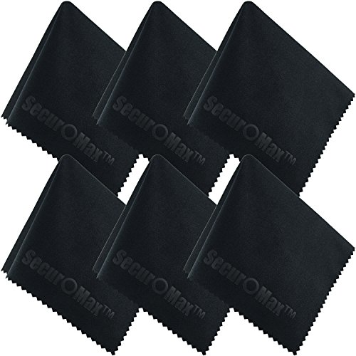 SecurOMax Black Microfiber Cleaning Cloth 10x10 Inch, 6 Pack