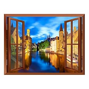Beautiful Scenery/Landscape Venice,Italy View from Inside a Window Removable Wall Sticker/Wall Mural - 24"x32"