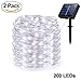 Solar String Lights - Adecorty Outdoor String Lights 200 LED 66ft 8 Modes Starry String Lights Indoor/Outdoor Waterproof Solar Decoration Lights for Garden Home Party Bedroom (Cool White, 2 Pack)