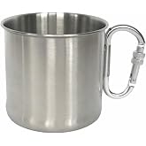 Anu Limen 500ml/16.9oz Stainless Steel Camping Mug, Portable Outdoor Backpacking Cup with Carabiner Handle,Travel Drinking Mug for Hiking, Camping, Fishing